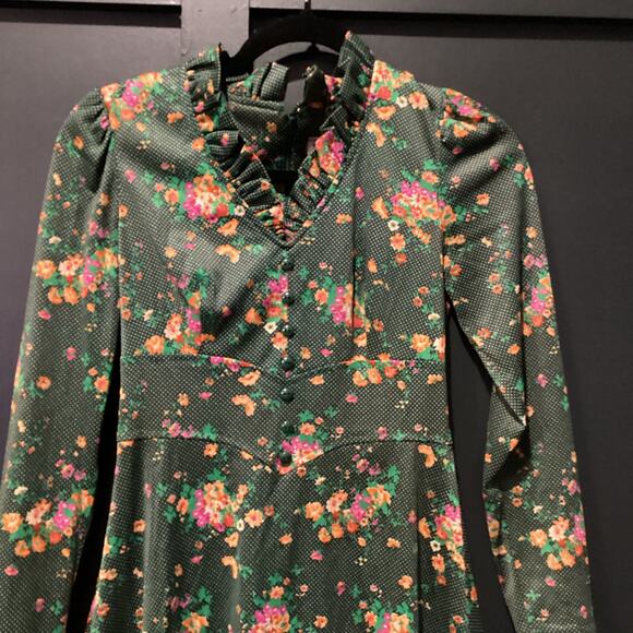 Vintage 60s Patricia Fair Mod Flower Power GoGo 70s flare paneled Mini Dress 7 S - Picture 13 of 14